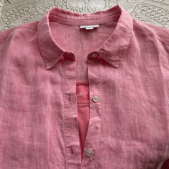 J. Jill Love Linen Pink ⭐️ tank and button up shirt combo ⭐️ size L - Picture 5 of 8